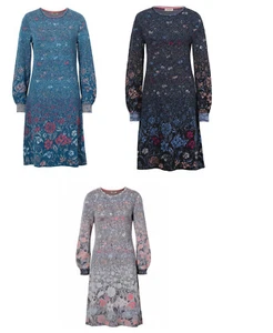 IVKO Kleid Dress Floral Pattern Marine Wolle grau anthracite blau 82524 - Picture 1 of 5
