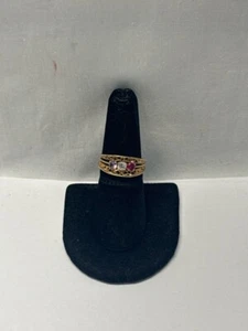 14K YELLOW GOLD TRI-COLOR SAPPHIRE (PURPLE, WHITE, PINK) RING, 3.1G, (TDW028697) - Picture 1 of 5