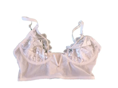 Sujetador Missguided UK 8 Blanco Con Aros Encaje Copa Longline Foto 1 de 3