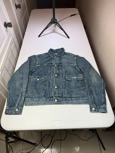 New RRL RALPH LAUREN men's 2nd denim jacket size S indigo Solid Casual double RL - Picture 1 of 9