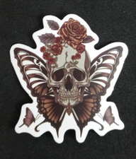 Skull Roses Butterfly Beautiful Sticker 2.18"x 2"