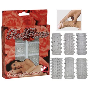 You2Toys Red Roses 6-er Set Penis- und Vibrator-Hülle Manchetten Reiz-Struktur - Bild 1 von 9