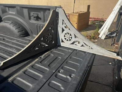 GRAN par de soportes de ménsula victorianos c1870 difícil de encontrar motivo de estrella 33” X 20,25 X 1,5” Foto 1 de 4