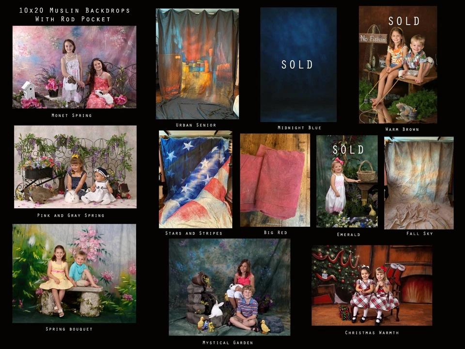 Photography backdrop - 10x20 Muslin backdrops for sale.  Studio Closeout  - Image 1 of 1