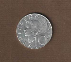 1957; 10 Schilling Silbermünze ,LU2536 ANK Nr.38  VZ+