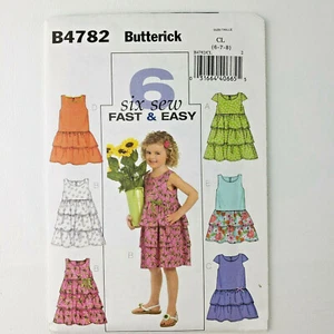 Butterick Pattern B4782 UNCUT Girl's Flared Dress Size 6, 7, 8 - Picture 1 of 5
