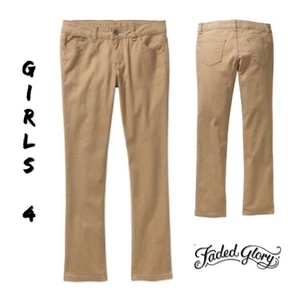 NWT Girls Faded Glory Tan Skinny Pants Sz 4 - Picture 1 of 8