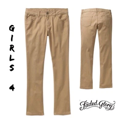 Pantalones ajustados para niñas descoloridos bronceados gloria talla 4 nuevos con etiquetas Foto 1 de 4
