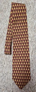 Vintage Valentino Cravatte 100% Silk Made in Italy Brown Gold Abstract Print Tie - Picture 1 of 7