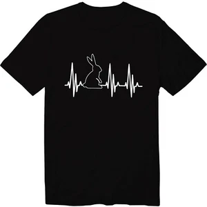 Heartbeat Bunny Rabbit Mens Unisex Crew Neck T-Shirt - Picture 1 of 34