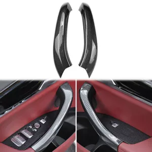 2X Carbon Fiber ABS Interior Door Handle Covers For BMW X3 X4 G01 G02 2018-2023 - Picture 1 of 11