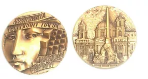 Medalla de Bronce Coleccionable Piazza Navona en Roma, Hecha en Milán, Italia-Estampada - Imagen 1 de 4