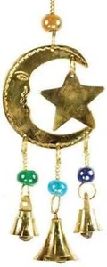 Star and Moon Brass Wind Chime Bells & Beads 9" Long(assorted bead colors) - Bild 1 von 1