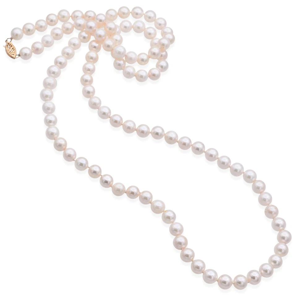 Vintage 14K Yellow Gold Pearl Beaded Strand Necklace 31 Inches - Image 1 of 4