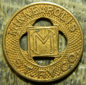 Minneapolis, Minnesota MN St. Ry. Co. One Fare Messing Transit Medaille (F725JAW) - Bild 1 von 5