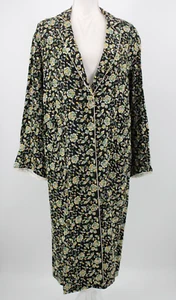 VTG Women's 20s 30s Black Floral Embroidered Robe W/ Pockets Sz S/M 1920s 1930s - Picture 1 of 22