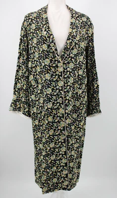 VTG Women's 20s 30s Black Floral Embroidered Robe W/ Pockets Sz S/M 1920s 1930s - Image 1 of 4
