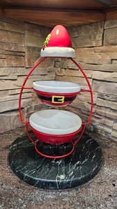 Saint Nicholas Square Tiered Stand Christmas Traditions Rare Santa Ceramic Bowls - Picture 1 of 8