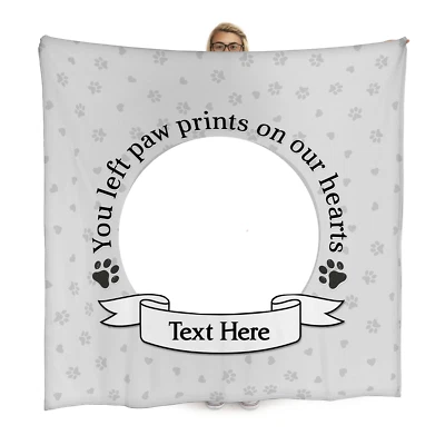 Paw Prints On My Heart - Memory - Personalised Text & Photo Fleece Blanket - Image 1 of 4