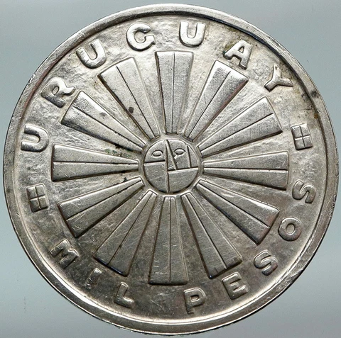 1969 URUGUAY UN United Nations FAO Food Agriculture Silver 1000 Peso Coin i88220 Cover