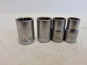 Craftsman 1/2 Drive 12pt SAE Sockets, 3/4, 11/16, 9/16, 1/2 In, USA VV Series - Picture 1 of 5