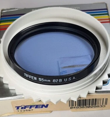 Tiffen 55mm 82B 82-B 82 B Light Balancing Blue Glass Lens Filter 55 mm USA E-55 - Image 1 of 3
