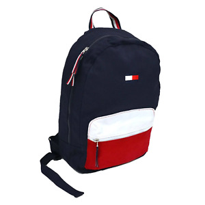 NWT Tommy Hilfiger Colorblock Logo Backpack Canvas Book Bag School Travel Unisex