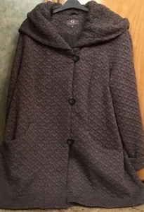 Vintage Gallery hooded heavy knit jacquard coat, fleece lined 1X - Picture 1 of 6