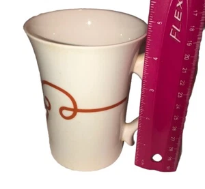 STARBUCKS 2014 11 oz White Ceramic Tall Coffee Tea Mug Orange Scroll - Picture 1 of 7