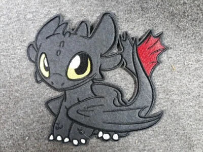 Toothless Patch How To Train Your Dragon Iron On LARGE Applique 7.8" X 7.4" - Image 1 of 4
