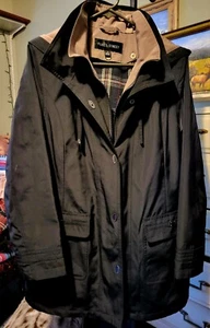 Fleet Street Jacket - Removable Hood & Liner Black/Tan Medium Women's - Picture 1 of 11