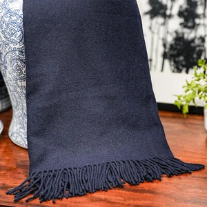 Classic Deep Navy Blue Ralph Lauren Home Cashmere Wool Blend Throw Blanket - Picture 1 of 6