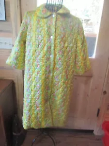 RHAPSODY Vintage FLOWERS & PAISLEY Quilted HOUSECOAT - Size MEDIUM - 1970's - Picture 1 of 4
