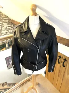 Schott Perfecto Vintage Leather Biker Jacket Size US 10 UK 10-12 Stars Rare - Picture 1 of 16