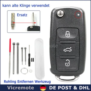 Ersatz Klappschlüssel Fernbedienung Gehäuse für VW Amarok Golf T5 T6 Skoda Seat - Bild 1 von 13
