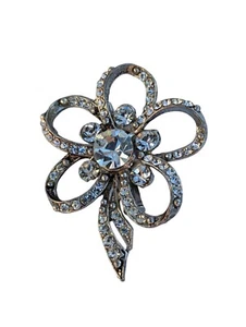 Broche prendedor flor transparente Art Deco de colección - Imagen 1 de 8