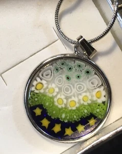Echt Murano Glas Millefiori Silber Anhänger Kunst Venedig Italien - Bild 1 von 5