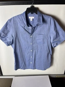 Calvin Klein Shirt Mens Large Blue Short Sleeve Casual Button Down Cotton - Picture 1 of 4