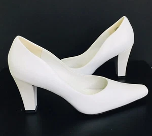 Klassischer weißer Damen-Lederpumps Absatz J. G. Haken Größe 7 M 3” Absatz gewellt - Bild 1 von 12
