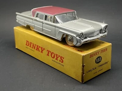 FRENCH DINKY 532 LINCOLN PREMIERE, PLATA RARA, TECHO GRANATE, MUY NUEVO COMO NUEVO, CAJA CASI NUEVA Foto 1 de 4