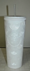 Starbucks 2022 | Bilancia a sirena conchiglia bianca perla | Bicchiere 24 oz con cannuccia - Foto 1 di 7