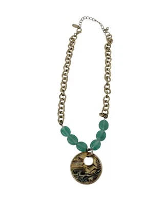 Collar Cookie Lee Moda Abulón Concha Aqua Breeze Tono Dorado Bisutería  Foto 1 de 4