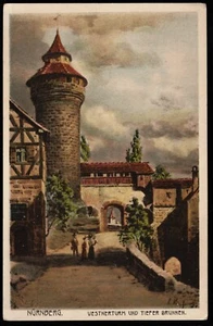 Nuremberg Imperial Castle Vestner Tower and Deep Well Germany Postcard - Picture 1 of 2