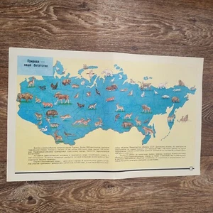 HUNTING NATURE RUSSIA ANIMALS ORIGINAL VINTAGE POSTER - Picture 1 of 2