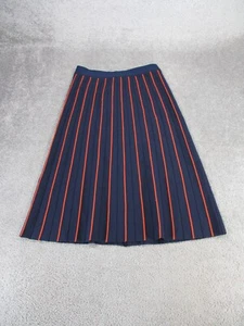 Tory Sport Skirt Womens Medium Navy Blue Orange Stripes Midi Flare * - Picture 1 of 10