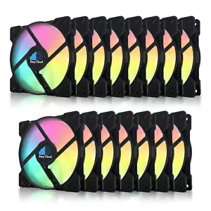 15Pack 120mm ARGB Fans Up to 1600 RPM Computer Case Color 4PIN PWM Gaming PC Fan - Picture 1 of 8