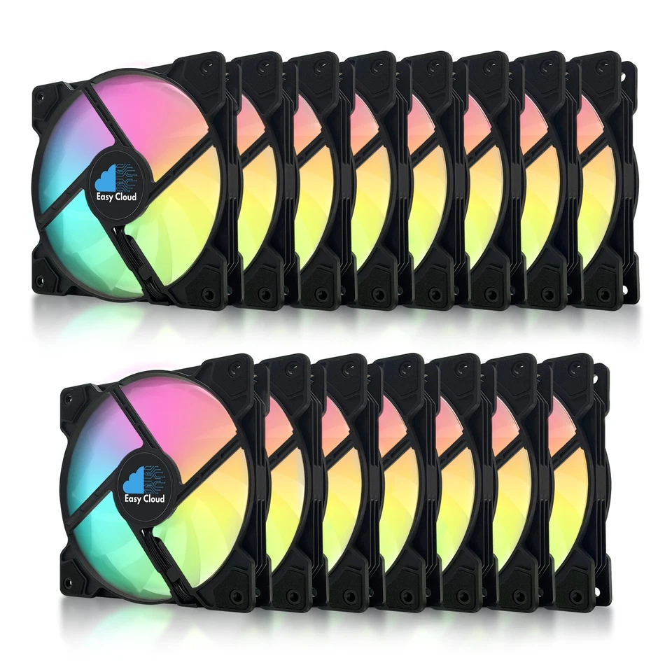 Paquete de 15 ventiladores ARGB de 120 mm de hasta 1600 RPM estuche de computadora color 4 PIN PWM ventilador de PC para juegos Foto 1 de 4