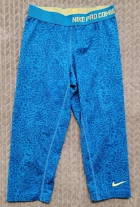 Nike Pro Combat ¾ Length Tights Pants Women's Size Medium Blue - Picture 1 of 12