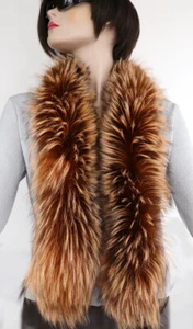 Fur Scarf Silver Fox 2In1 Boa Loop Fur Collar Stole Coat Trim Fashion Ocher - Picture 1 of 6