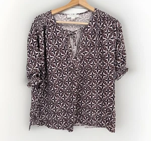 TREASURE & BOND Damen Bluse Größe S Mehrfarbig Geometrisch V-Ausschnitt Gerafft Oversized - Bild 1 von 7